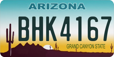 AZ license plate BHK4167