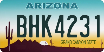 AZ license plate BHK4231