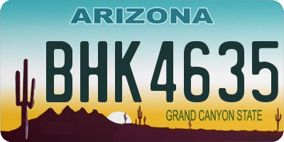 AZ license plate BHK4635