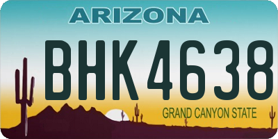 AZ license plate BHK4638