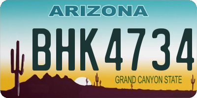 AZ license plate BHK4734