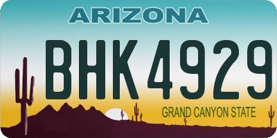 AZ license plate BHK4929