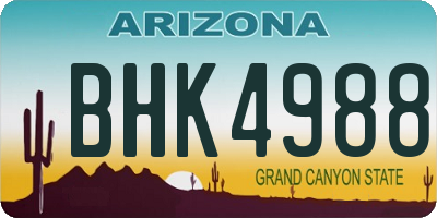 AZ license plate BHK4988