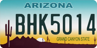 AZ license plate BHK5014