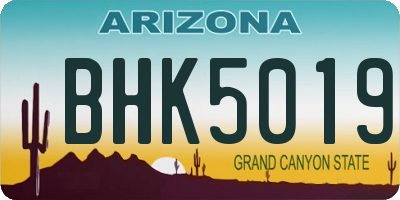 AZ license plate BHK5019