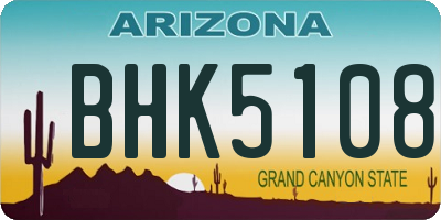 AZ license plate BHK5108