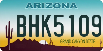 AZ license plate BHK5109