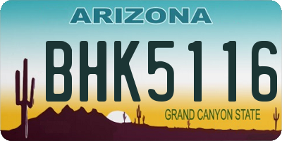 AZ license plate BHK5116
