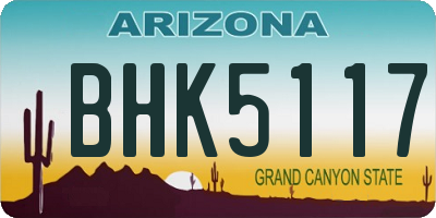 AZ license plate BHK5117