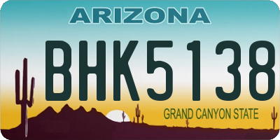 AZ license plate BHK5138