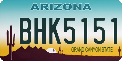 AZ license plate BHK5151