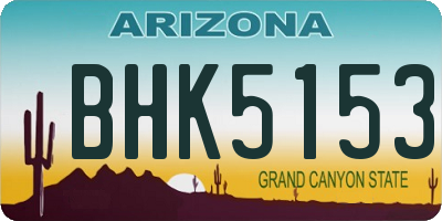 AZ license plate BHK5153