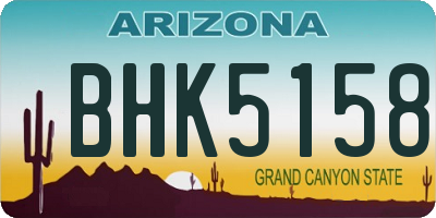 AZ license plate BHK5158