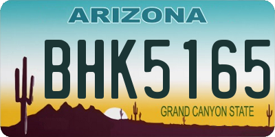 AZ license plate BHK5165
