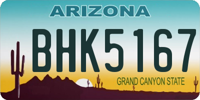 AZ license plate BHK5167