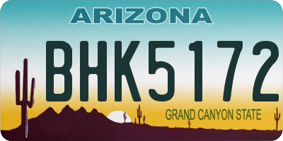 AZ license plate BHK5172