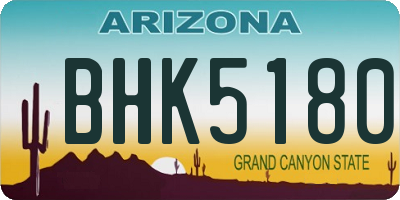 AZ license plate BHK5180