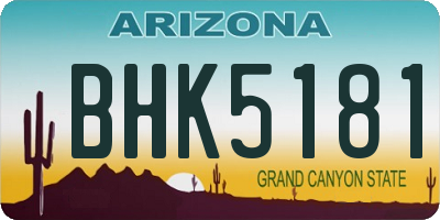 AZ license plate BHK5181