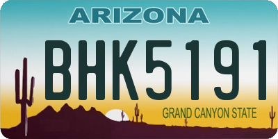 AZ license plate BHK5191