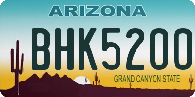 AZ license plate BHK5200