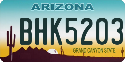 AZ license plate BHK5203