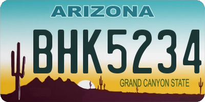 AZ license plate BHK5234