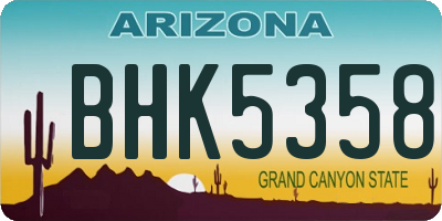 AZ license plate BHK5358