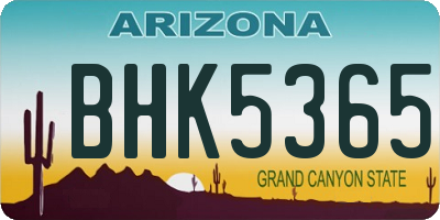 AZ license plate BHK5365