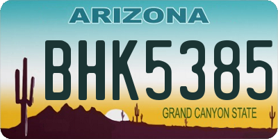 AZ license plate BHK5385