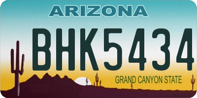 AZ license plate BHK5434