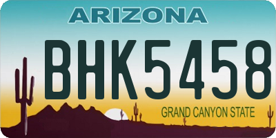 AZ license plate BHK5458