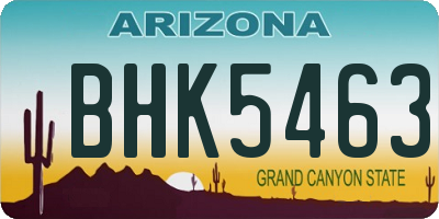 AZ license plate BHK5463