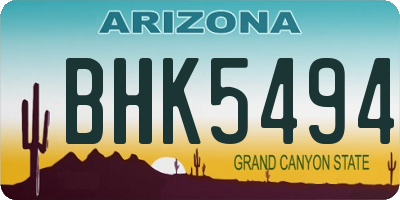 AZ license plate BHK5494