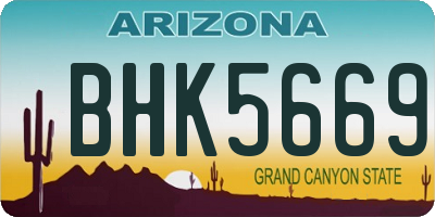 AZ license plate BHK5669