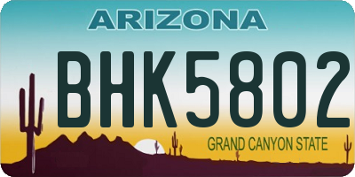 AZ license plate BHK5802
