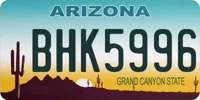 AZ license plate BHK5996