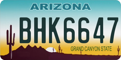 AZ license plate BHK6647