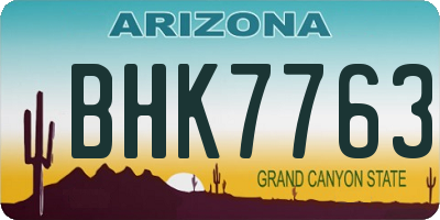 AZ license plate BHK7763