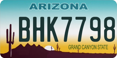 AZ license plate BHK7798