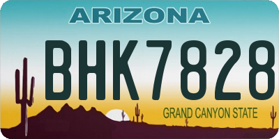 AZ license plate BHK7828