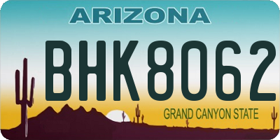 AZ license plate BHK8062