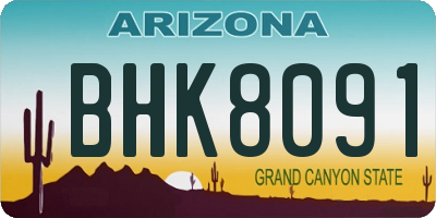 AZ license plate BHK8091