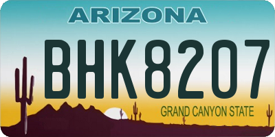 AZ license plate BHK8207