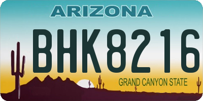 AZ license plate BHK8216