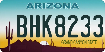 AZ license plate BHK8233