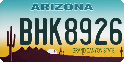 AZ license plate BHK8926