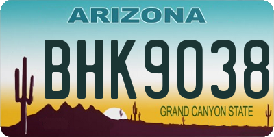 AZ license plate BHK9038