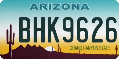 AZ license plate BHK9626