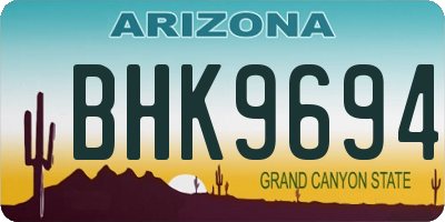 AZ license plate BHK9694