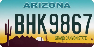 AZ license plate BHK9867